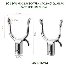 Mua Combo 2 đầu móc lấy đồ trên cao  treo quần áo đa năng bằng hợp kim nhôm