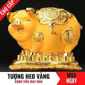 Tượng Heo Trang Trí Đựng Tiền Bằng Vàng Cát Mỹ Nghệ Cao 24cm