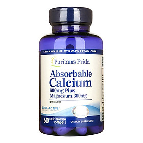 Thực Phẩm Chức Năng - Viên Uống Bổ Sung Canxi Dạng Dễ Hấp Thụ Puritan'S Pride Absorbable Calcium 600Mg Plus Magnesium 300Mg (60 Viên)