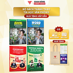 Combo 4 Sách Excel - Word - PowerPoint - Google Sheets Ứng Dụng Văn Phòng Kèm Khoá Học Video ĐÀO TẠO TIN HỌC