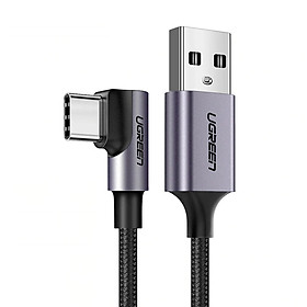 Cáp sạc USB 2.0 sang USB type C đầu vuông góc 90 độ UGREEN US284 50941 (1m) - Hàng Chính Hãng