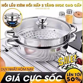 Mua XỬNG HẤP 2 TẦNG 28CM - DÙNG CHO BẾP GA VÀ BẾP TỪ - CHỢ GIỜI SIÊU RẺ