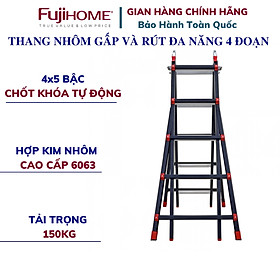 Mua Thang nhôm FUJIHOME ML45 4 đoạn cao tối đa 5m  Hợp kim nhôm cao cấp  Xếp nhiều hình dáng