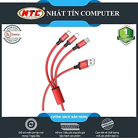 Cáp sạc đa năng 3in1 dành cho Hoco X14 cổng microUSB / LN/ Type-C dài 1M, max 2.4A - Hàng Chính Hãng