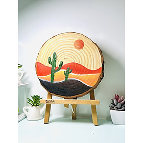Tranh Lát Gỗ Tròn ANKAN Vẽ Tay Thủ Công – Decor Bàn Học, Trang Trí Phòng Ngủ Nhiều Mẫu