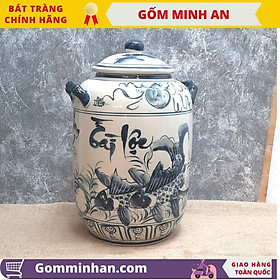Mua Hũ đựng gạo vẽ cảnh hoa sen cá chép đựng 15kg gạo 20lit nước gốm Minh An Bát Tràng