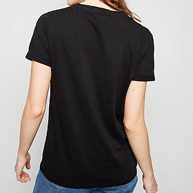 Áo Thun Nữ Trơn Màu Đen Tay Ngắn Cổ Tròn Form Basic Chuẩn Size