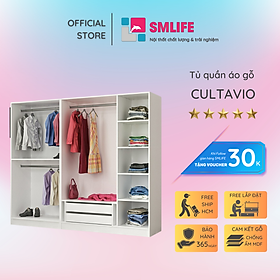 Mua Tủ để quần áo bằng gỗ MDF có lớp vân gỗ xanh cao cấp SMLIFE Cultavio