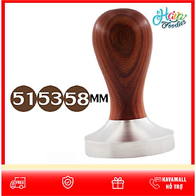 Mua Tamper Nén Cafe Espresso Cán Gỗ 51/53/58mm – Coffee tamper - Tặng Túi Lụa (Màu Gỗ Ngẫu Nhiên
