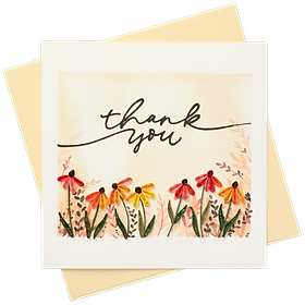 Thiệp Giấy Xoắn Nghệ Thuật - Thiệp Vườn Hoa Cảm Ơn - Thank You Floral Garden Card - Thank You - 15 x 15 - VN2XM115C67E1