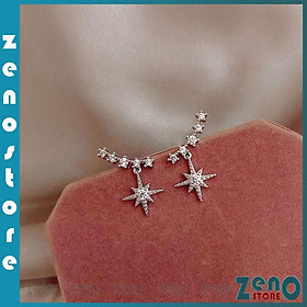 Khuyên tai ZenO bạc S925 KT17, bông tai ngôi sao nữ tính