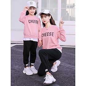 Áo đôi hồng CHEESE bèo gấu trắng cho mẹ và bé ATN617_con