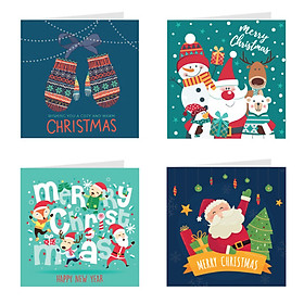 Thiệp giáng sinh Noel (christmas) - Combo 4c Thiệp Grey (317)
