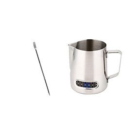 Hình ảnh Coffee Frothing Milk Tea Latte Jug with Thermometer with Latte Art Pen Set