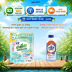 Viên giặt xả Mao Bao - Chống mạt và kháng khuẩn 10g*25 viên (Hương lan nam phi và tuyết tùng)