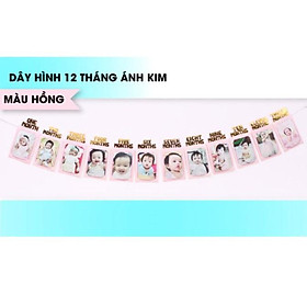 Khung Hình Treo Ảnh Cute, Bộ Dây Khung Hình 12 tháng Ép Kim; Kẹp Ảnh Gỗ, Bộ Kẹp Khung Hình 12 Tháng trang trí sinh nhật