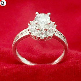 Nhẫn nữ Bạc Quang Thản ổ cao gắn kim cương nhân tạo size 6ly chất liệu bạc thật có thể chỉnh size tay theo yêu cầu