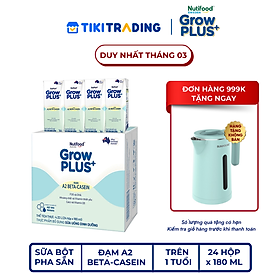 Thùng Sữa uống dinh dưỡng GrowPLUS+ A2 Beta-casein (24 hộp x 180ml)