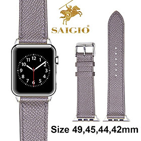 Dây Đồng Hồ Apple Watch 49mm 45mm 44mm 42mm, Chất Liệu Da Bê EPSOM Thảo Mộc Cao Cấp, Nhập Khẩu Từ Châu Âu, Dây Đeo Phong Cách Hiện Đại và Sang Trọng, Tương Thích Các Phiên Bản Series Ultra2/Ultra/SE2/SE/10/9/8/7/6/5/4/3/2/1
