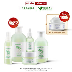 Bộ 5 Chăm Sóc Da Rau má và Diếp cá Herbario: Nước tẩy trang 300ml + Sữa rửa măt 200ml + Xịt khoáng 100ml +Mặt nạ 30ml+Tinh chất 30ml