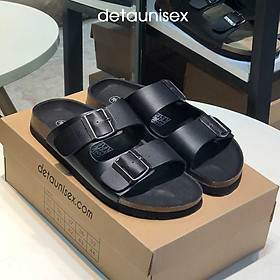 Dép Đế Trấu Nam Nữ 2 Quai Ngang Khóa Đi Mưa Detaunisex Màu Đen - DETA21F - 44