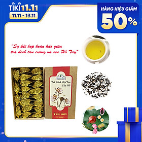 Trà Ướp Hoa Sen Hồ Tây 10 gói x 20 gram - Trà đinh Tân Cương Xanh ướp sen Hồ Tây thơm ngon, thanh khiết, hậu ngọt sâu