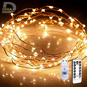 Mua Dây đèn nháy Led đom đóm trang trí nguồn USB Điều khiển từ xa chọn 8 chế độ nháy màu vàng nắng  bóng đèn nháy cao cấp decor nhà cửa  lễ tết  lều trại du lịch - 20 mét