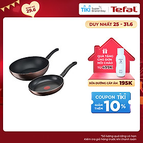 Combo 2 chảo chống dính đáy từ Tefal - Chảo chiên 24cm G1430405 Day By Day & Chảo xào 26cm G1437705 Day By Day - Dùng cho mọi loại bếp - Hàng chính hãng