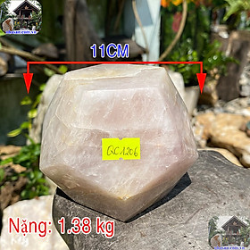 Quả cầu thạch anh hồng 12 mặt NHA SAN QC1206 Món quà ý nghĩa cho người mệnh Thổ -1.38 Kg (ĐK: 11cm)