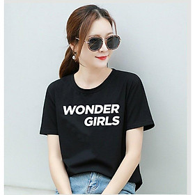 Áo thun nữ cổ tròn form rộng in chữ Wonder Girls thun cotton 4 chiều ( ANU021 )