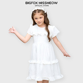 Váy đầm công chúa trắng cho bé gái Bigfox Miss Meow size đại mùa hè vải xốp dáng babydoll tay phồng cỡ 3-11 tuổi - 97cm, < 12kg (3)