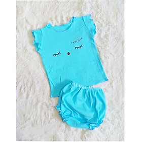BỘ THUN COTTON  MẶC MÁT CHO BÉ GÁI SƠ SINH 100% COTTON 