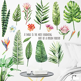 Decal trang trí chất liệu PVC loại 1 dày dặn, sắc nét, trang trí phòng khách, quán cafe-hoa lá-LV39
