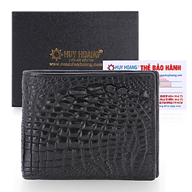 HJ2219 - Bóp nam Huy Hoàng da cá sấu ngăn sau màu đen