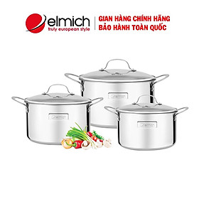 Bộ nồi inox cao cấp 3 lớp đáy liền Trimax 2353741, Gồm 3 chiếc size 16cm, 20cm, 24cm, Chất liệu inox 304, Dùng được trên mọi loại bếp