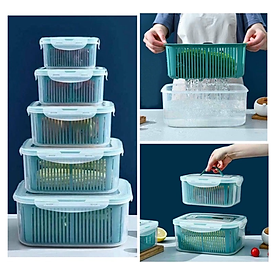 Mua Bộ 5 Hộp Đựng Thực Phẩm Giỏ Có Nắp Đậy Khay Nhựa Kèm Rổ Ráo Nước Để Tủ Lạnh Bảo Quản Thức Ăn Tiện Dụng