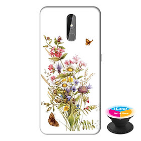 Ốp lưng điện thoại Nokia 3.2 hình Hoa và Bướm tặng kèm giá đỡ điện thoại iCase xinh xắn - Hàng chính hãng