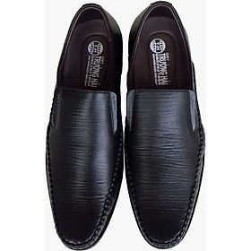 Giày tây nam không dây Trường Hải đen da bò cao cấp cao 3cm đế cao su GT011