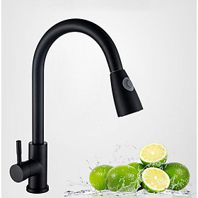 Mua Vòi rửa bát nóng lạnh dây rút màu đen cao cấp VRB27 tặng kèm đôi dây cấp nước inox