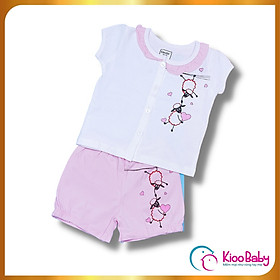 Bộ quần áo sơ sinh vải cotton mềm mát cho bé gái Kioo BG020