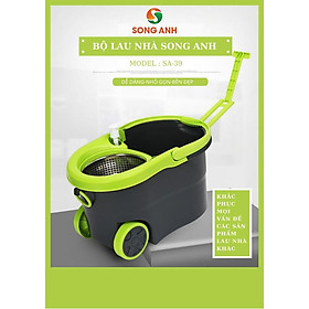 Mua Bộ Chổi Lau Nhà Song Anh Cao Cấp Có Bánh Xe Di Chuyển (Tặng Kèm 2 Bông Lau) Xoay 360 Độ