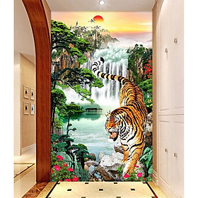 Tranh dán tường 3D Tranh phong thủy con hổ UD0362