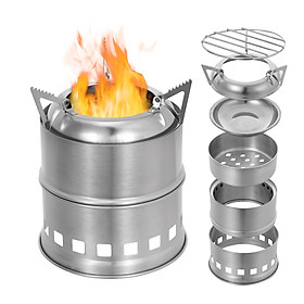 Portable Stainless Steel Lightweight Wood Stove Alcohol Stove Burner Outdoor Cooking Picnic BBQ Camping