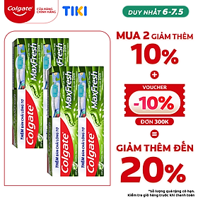 Bộ 4 Kem đánh răng Colgate Trà Xanh the mát Maxfresh 230g/tuýp tặng bàn chải đánh răng lông tơ cao cấp