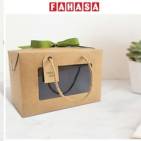 Hộp Xếp Kraft Quai Xách Kính - 19 x 13 x 10 cm - Linh Lan