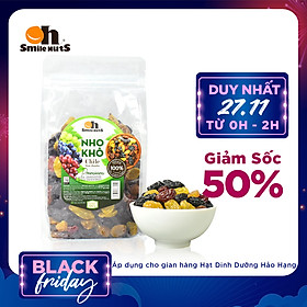 Nho Khô Mix Không Hạt Smile Nuts Túi 500g - Nhập khẩu từ Chile (nho khô hỗn hợp gồm nho đen, nho đỏ và nho vàng)