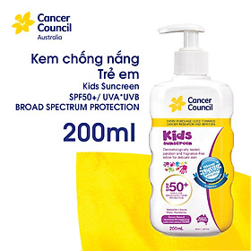 Kem chống nắng trẻ em Cancer Council Kids SPF50+ PA++++ 200ml