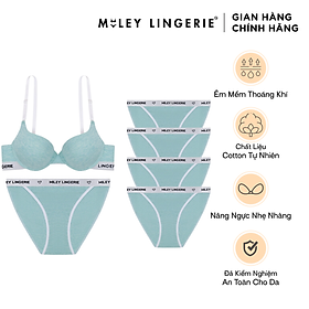 Áo ngực Melange Lưng Thể Thao Sporty Chic và Combo 5 Quần Lót Nữ High-cut Xanh - BRC -FCB01