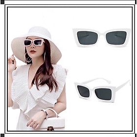 Kính Râm Mắt Vuông Retro Màu Trắng Đi Biển, Du Lịch Sành Điệu