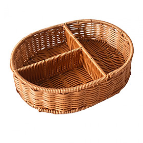 Imitation Rattan Bread Basket Food Serving Basket for Picnics Dining Kitchen